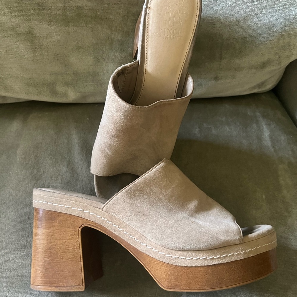 Vince Camuto Tan Platform Mules